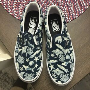 Boys glow in the dark sea creature slip on van shoes, brand new - never worn.